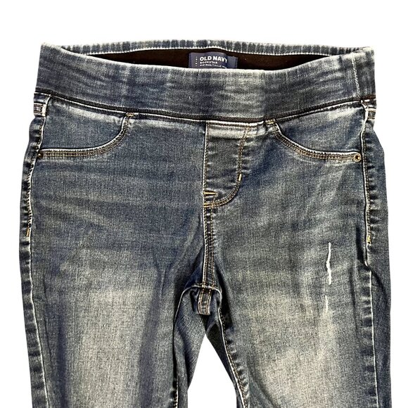 Old Navy Rockstar Mid-Rise Distressed Skinny Jeans 6P Petite Blue Denim Womens - Picture 2 of 6